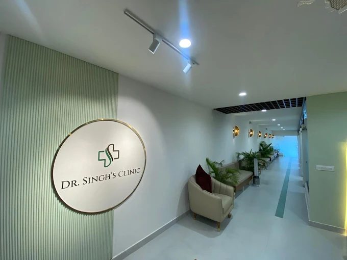 Dr. Singh's Clinic - Elegant lobby entrance with logo wall